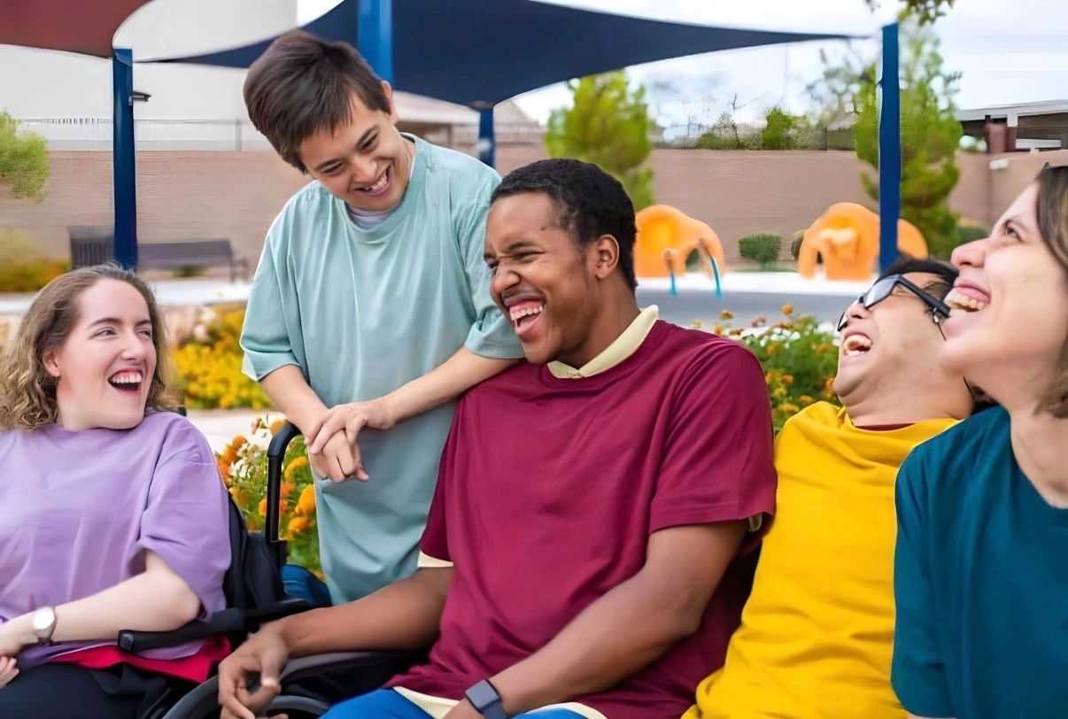 Diverse group of young people enjoying time together outdoors